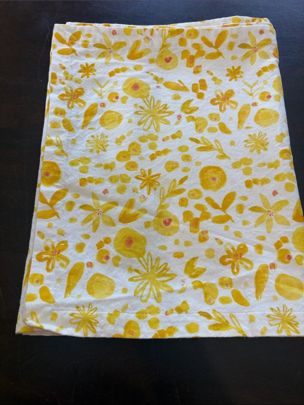Sur La Table Yellow Floral Table Runner